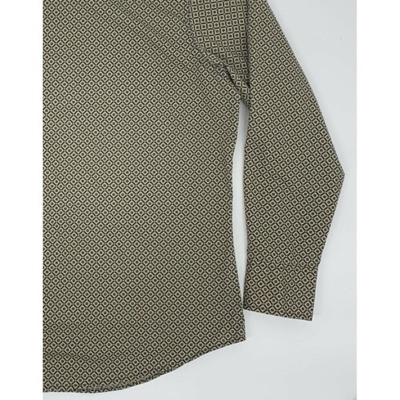Men's Wrangler Wrancher L/S Button Up‎ Shirt Pearl Snap Tan Geometric Design XL - Picture 8 of 9